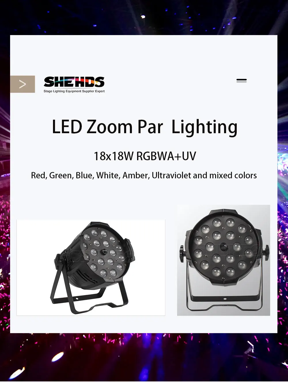 SHEHDS Zoom LED Par Light Barndoor Cool Warm White 200W &18x18W Zoom 6in1 for Disco Party Christmas Concert Church