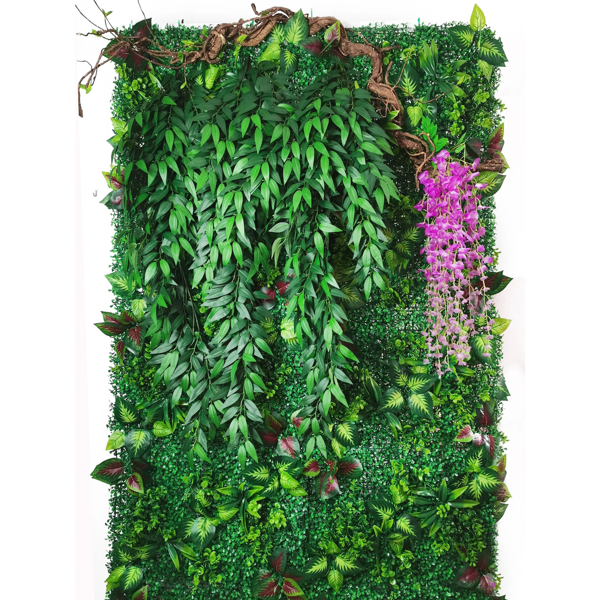 

15.7*23.6 Inch Artificial Plant Flowers Mixed Grass Jungle Leaves Panel Mat Wall Decoration For Wedding