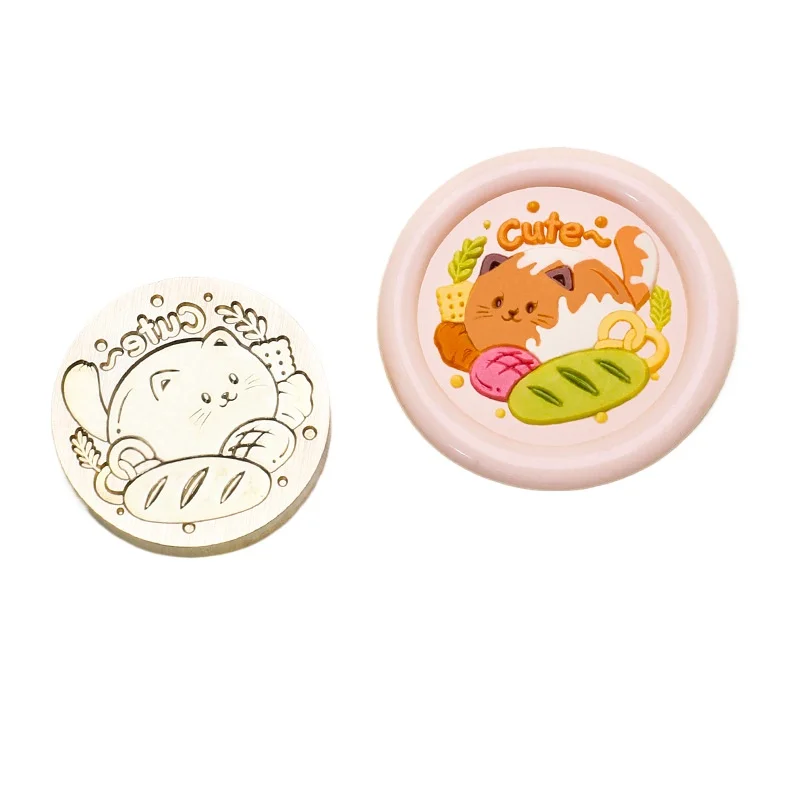 Cartoon Food Baking Series Lacquer Seal Head Cake Croissant Pattern Envelope Hand Account Gift Box Decoration