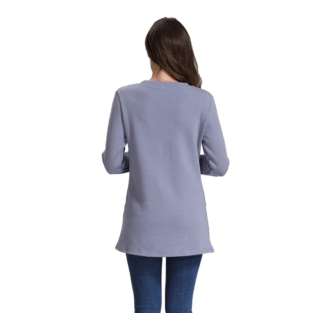 Emotion Moms Winter Maternity Sweater Thick Fleece Lining Breastfeeding Jumper Invisible Zipper Nursing Clothes Lactation Wear 6