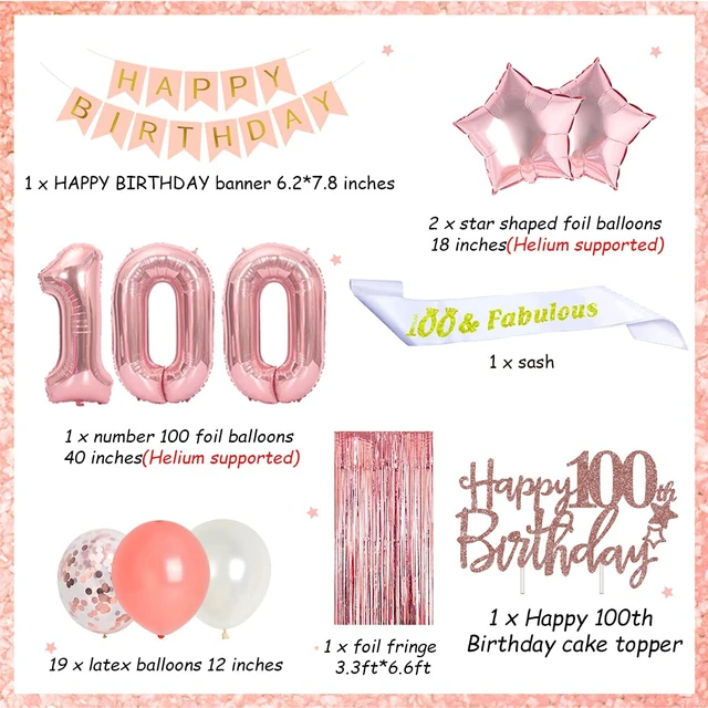Ballon Numéro 100 Ans Or Rose Hélium Ballons Décoration D'anniversaire  Décoration De