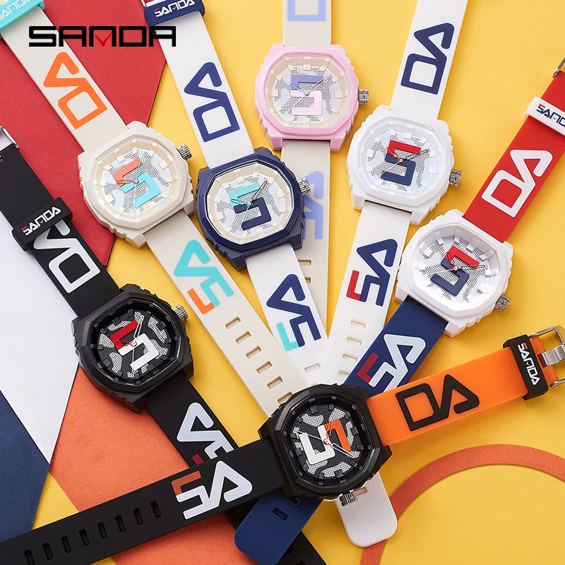 SANDA 2022 New Unisex Womens Mens Watches Top Brand Luxury Sports Silicone Waterproof Quartz Watch Men Relogio Masculino