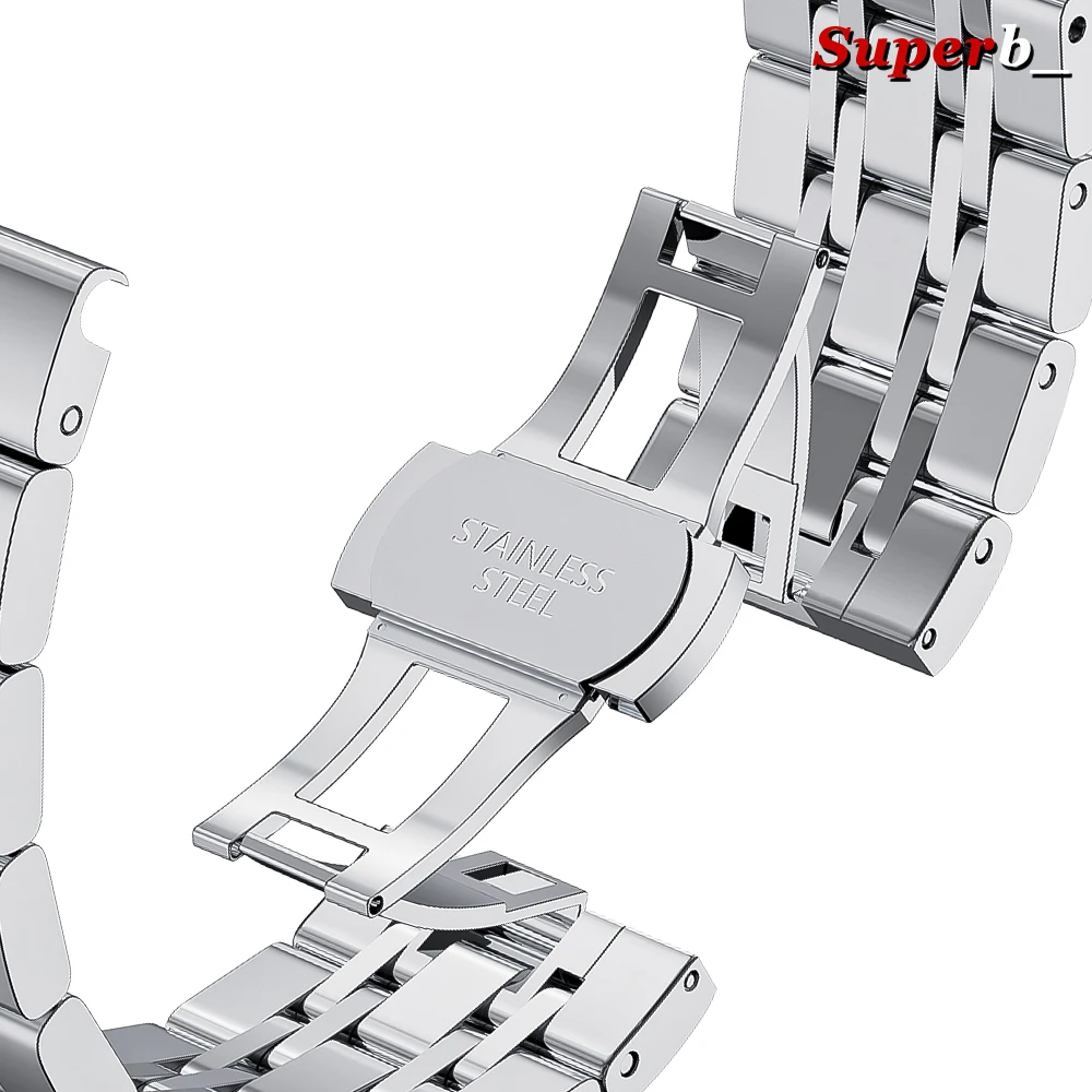 Premium Stainless Steel Smartwatch Replacement Strap - Sleek Metal Band