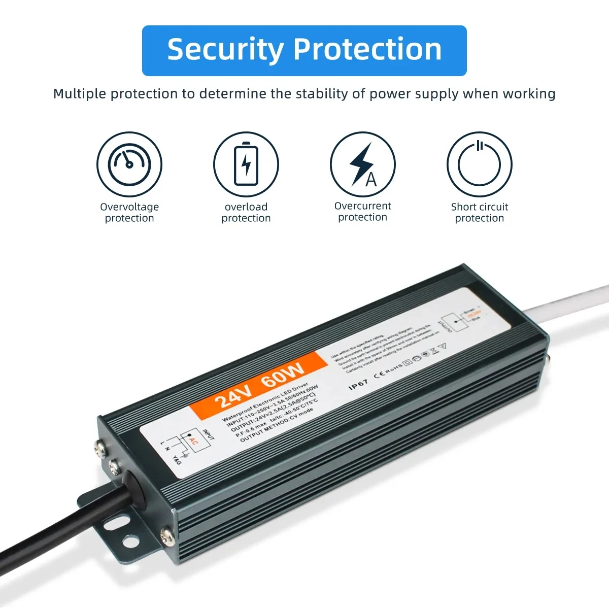 방수 전원 공급 장치, IP67 IP68 조명 변압기, AC 110V  220V-DC 12V 24V LED 드라이버, 10W 20W 30W 50W 100W 야외 어댑터