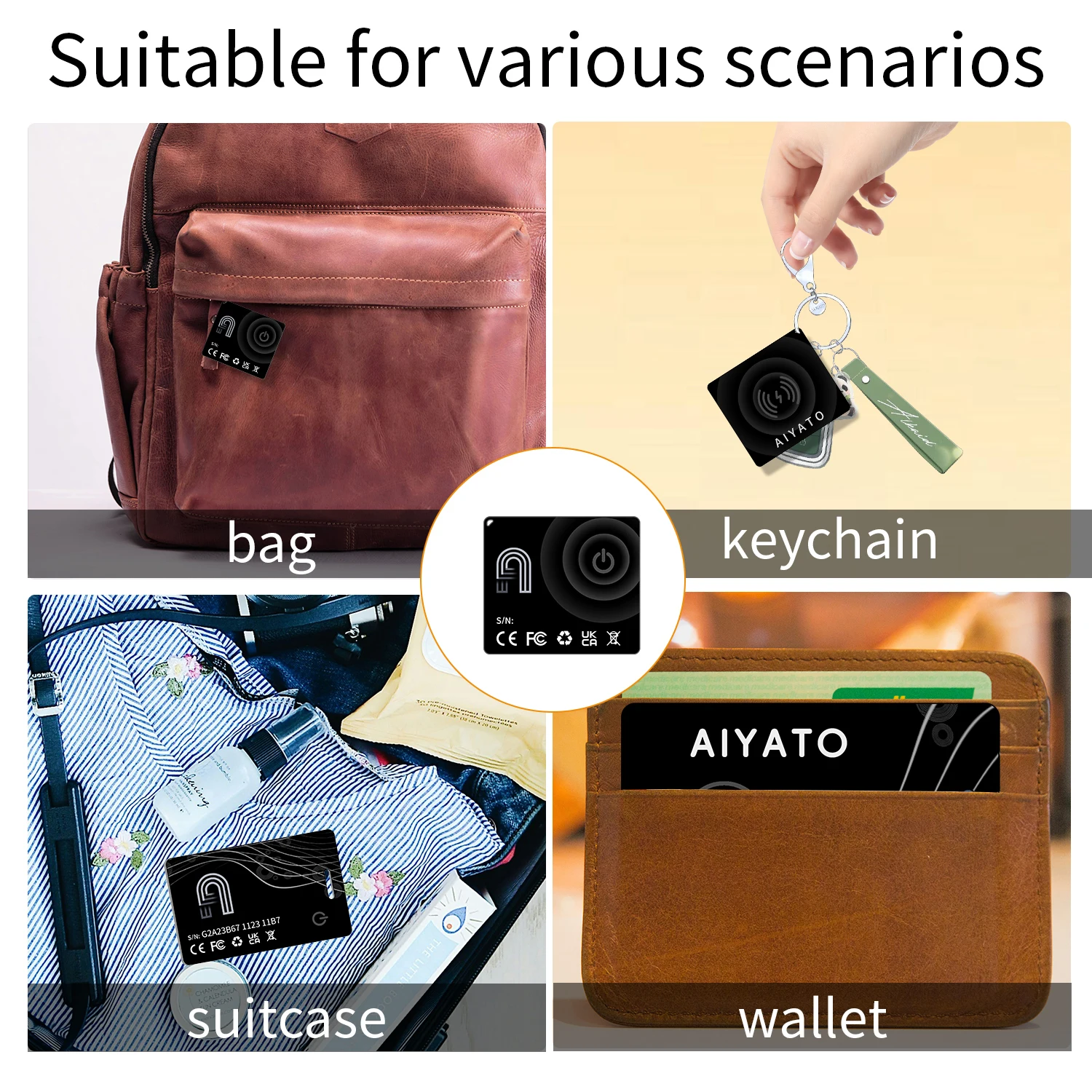 Bluetooth GPS Tracker Ultrathin Wallet Finder Card Bags Locator Magnetic Chargin