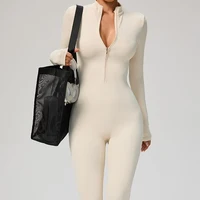 TRY TO BN Women's Jumpsuit Long Sleeve Zipper Shapewear Bodysuit Yoga Fitness One Piece Tights Gym Clothing Mono Deportivo Mujer - Image 4