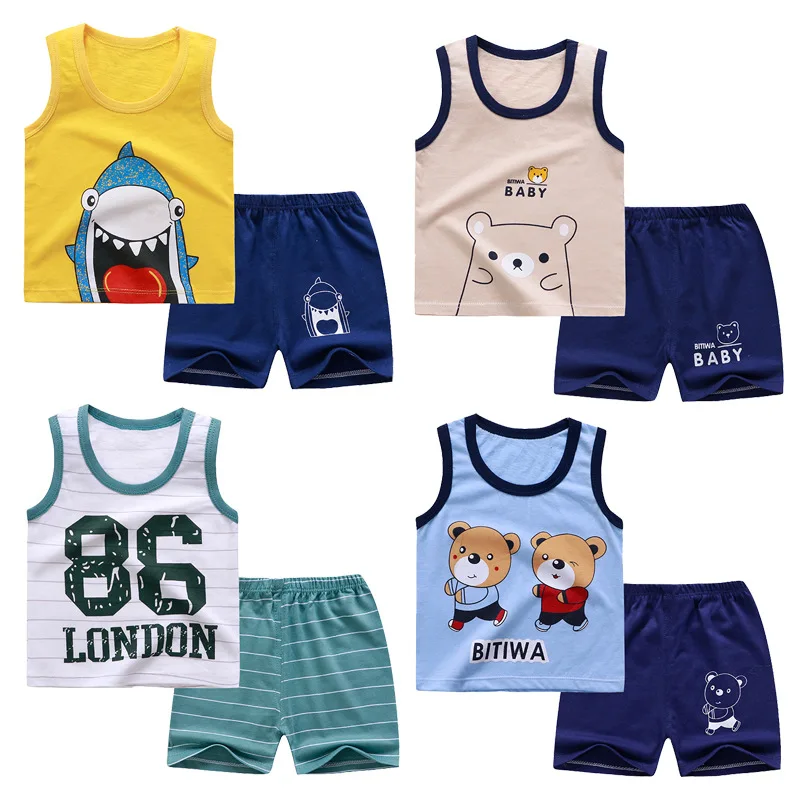 Summer Baby Clothing Set Casual Birl Clothes Kids Short Sleeve Sports Tshirt Shorts Infant boy suits |