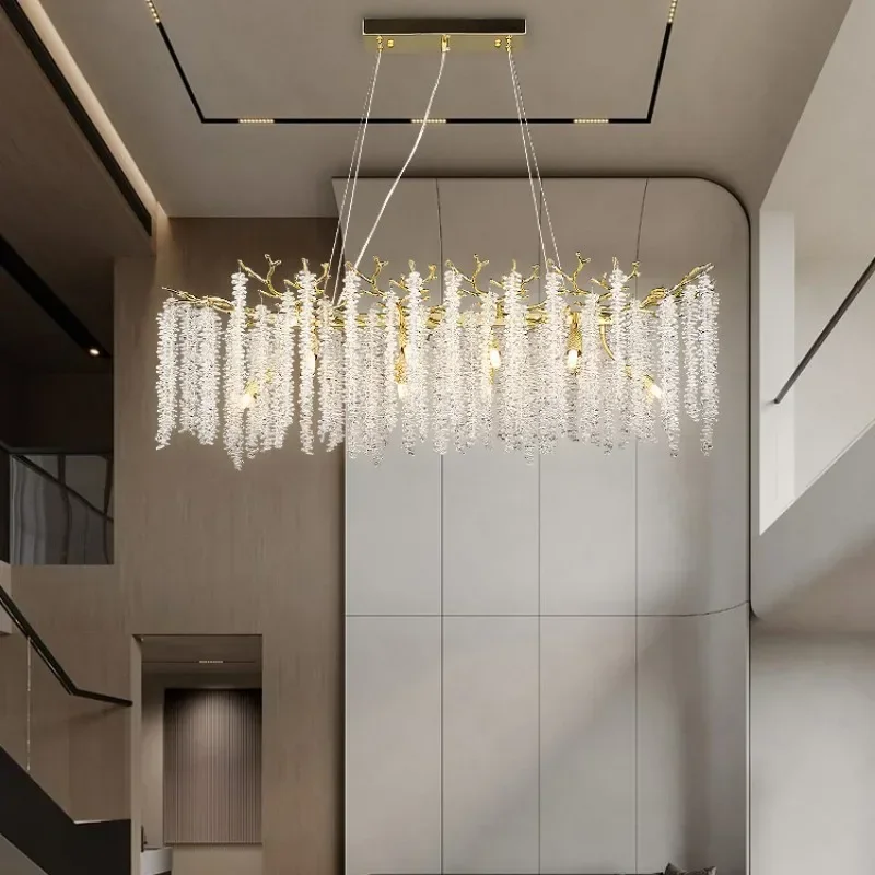 Ceiling Chandelier Long Crystal Ceiling Chandelier For Bedroom Kitchen Table Living Dining Room Gold Crystal Branch Hanging Chandelier Lights