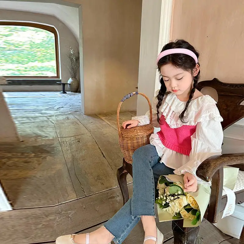 Summer Kids Camis Korea Style Solid Color Knitting Soft Cotton Fashion Simple Fashion Casual for Girls