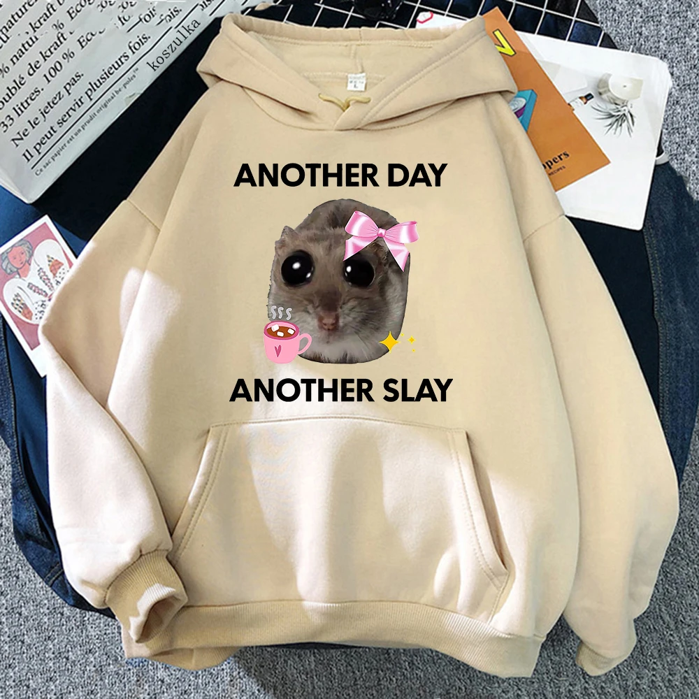 Sad Hamster Another Day Another Slay Hoodie Cute Women Funny Harajuku Graphic Hoodies Unisex Autumn Winter Pullovers Sweatshirts 2