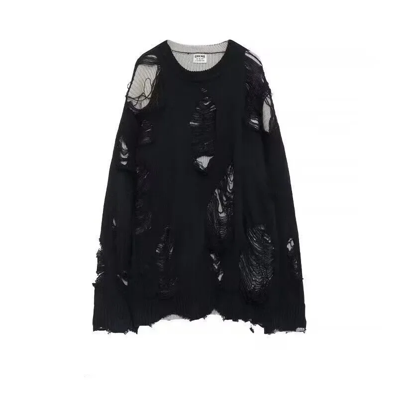 Pullovers Man's Sweater Knitted Jumper Vintage Oversize Essentials Y2k Gothic Clothes Men's Punk Harajuku Streetwear