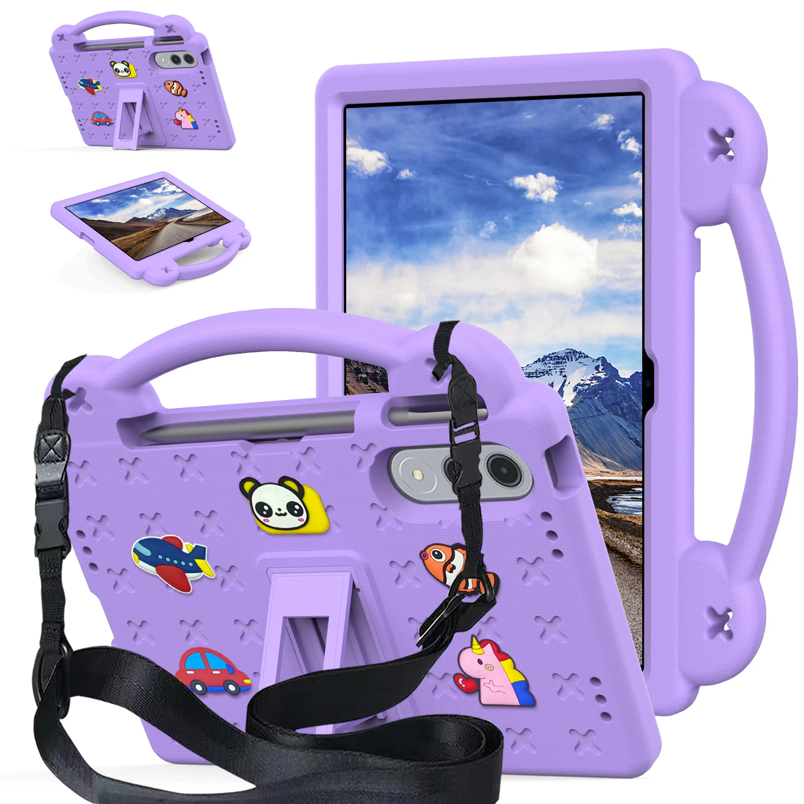 Sturdy EVA Stand Case with Hand Holder for 11.1-inch Tablets, Ideal for Kids' Protection and DIY Customization