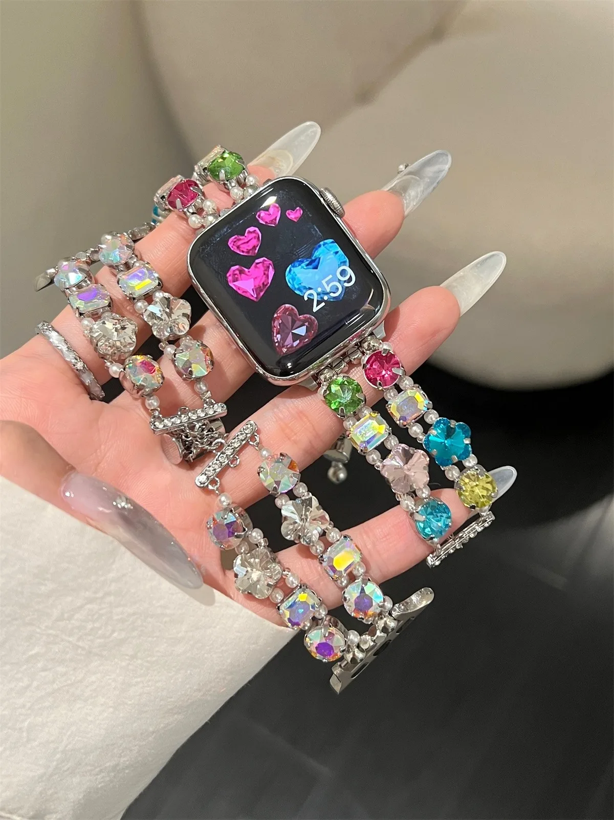 Cinturino per orologio in acciaio inossidabile per gioielli per iWatch Ultra 2 Series 10/9/8/7/6/5 Cinturino per orologio alla moda 42/44/45/46/49mm 38/40/41mm_voghion.com