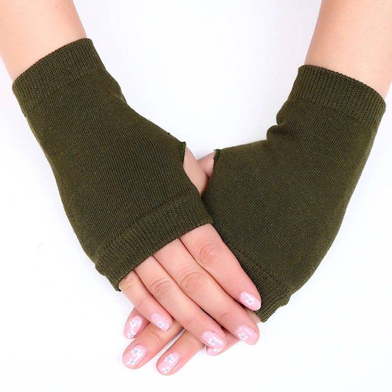 Pairs Half Finger Gloves Thumb Holes Hand Wrist Arm Warmer