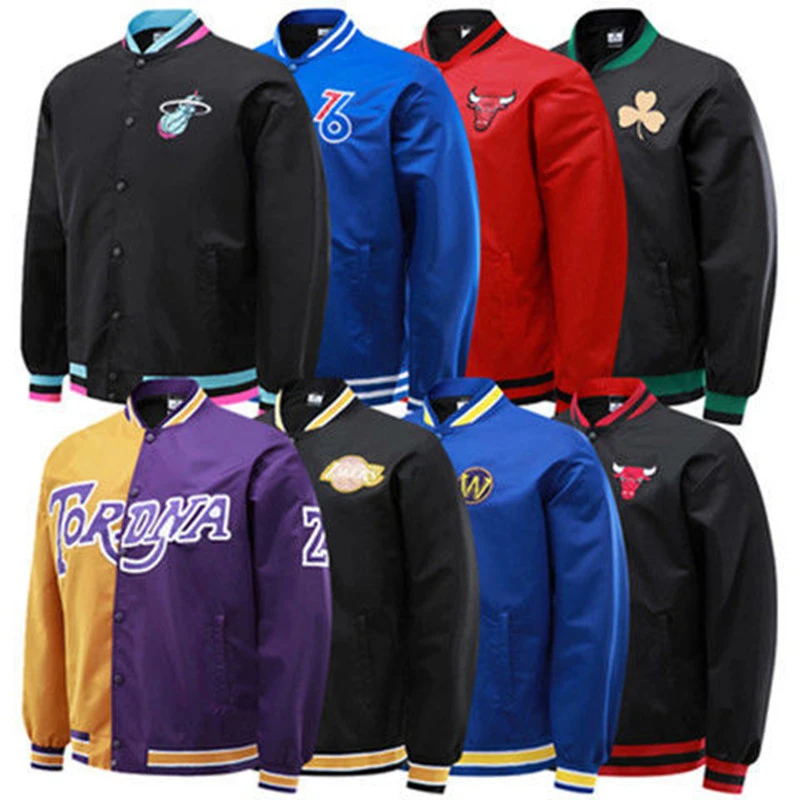 men's jacket Autumn Winter Jackets Coat Basketball Laker Bulls Nets 76ers Showtime Performance Full Zip Baseball Uniform Men Bomber Jacket winter jackets for men