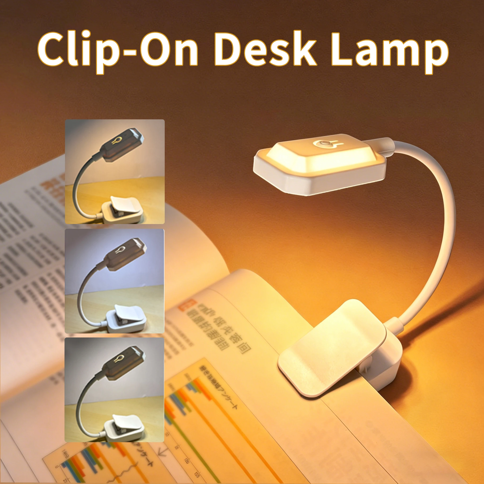 Compact USB Rechargeable LED Clip-On Reading Lamp