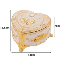 Nordic Style Light Luxury Ring Storage Box Exquisite Heart-shaped Jewelry Box Flip Cover Style with Mirror Jewelry Necklace 1