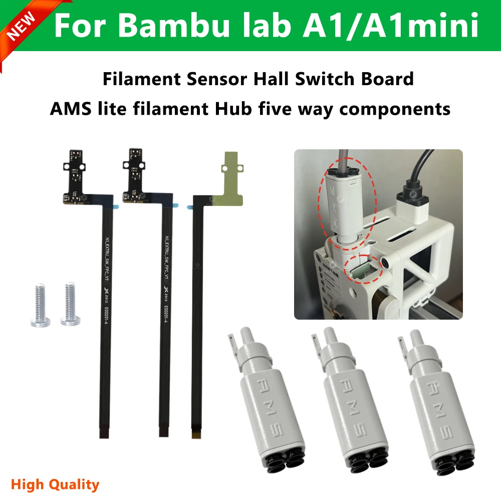 For Bambu Lab 3D printer AMS Lite Filament Hub Five way components