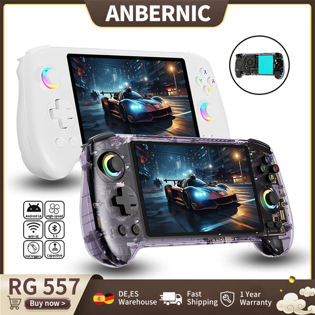 ANBERNIC RG557 rétro Console de jeu portable dimension 8300 5.48 "AMOLED Android lecteur de jeux vidéo prise en charge AI Assistant FOTA WIFI 1