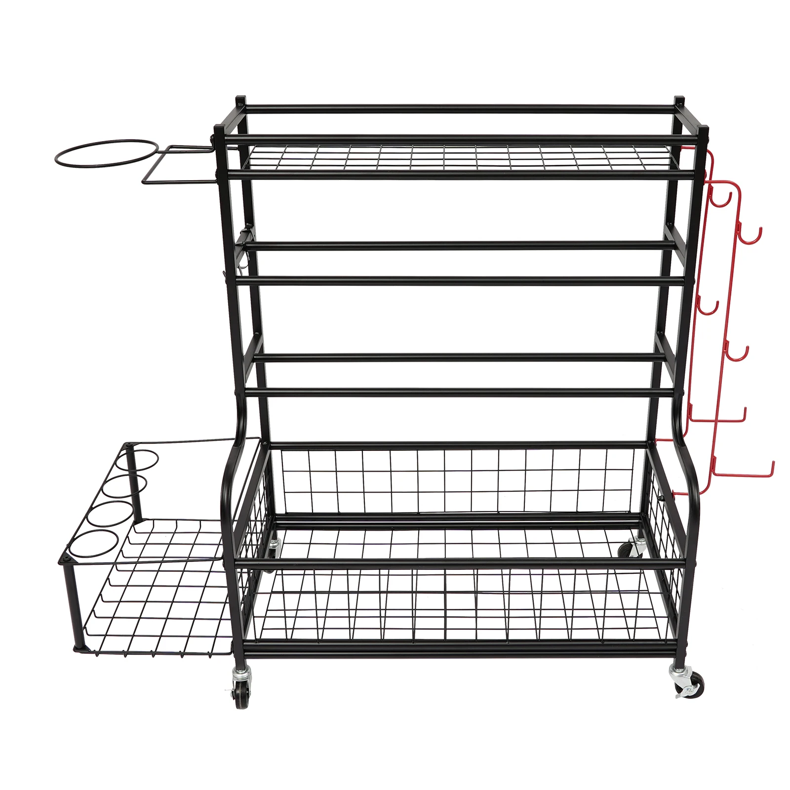 Sportgeräte-Organizer-Rack mit Universalrädern, praktischen Haken, 102 x 40 x 93 cm – Detail 3