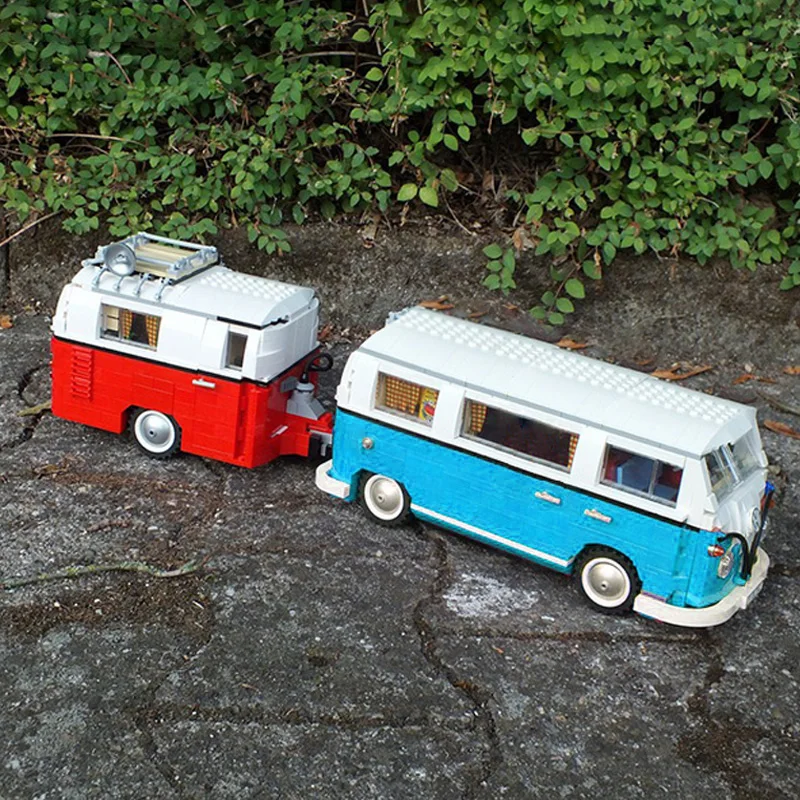 T1 Doka Trailer Bus Pickup Compatibile 10220 Tecnico T2 Camper Van Building Block Modello Di Auto Mattoni 21001 Giocattoli Regali Per Bambini