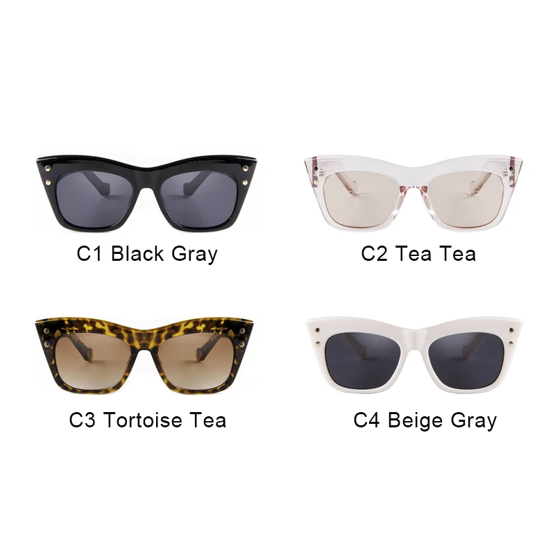 Fashion 2025 Thick Oversized Cat Eye Sunglasses Women Brand Rivets