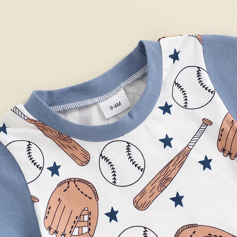 Summer Toddler Baby Boy Outfits Short Sleeve Baseball Print Tops + Shorts Set Casual Clothing