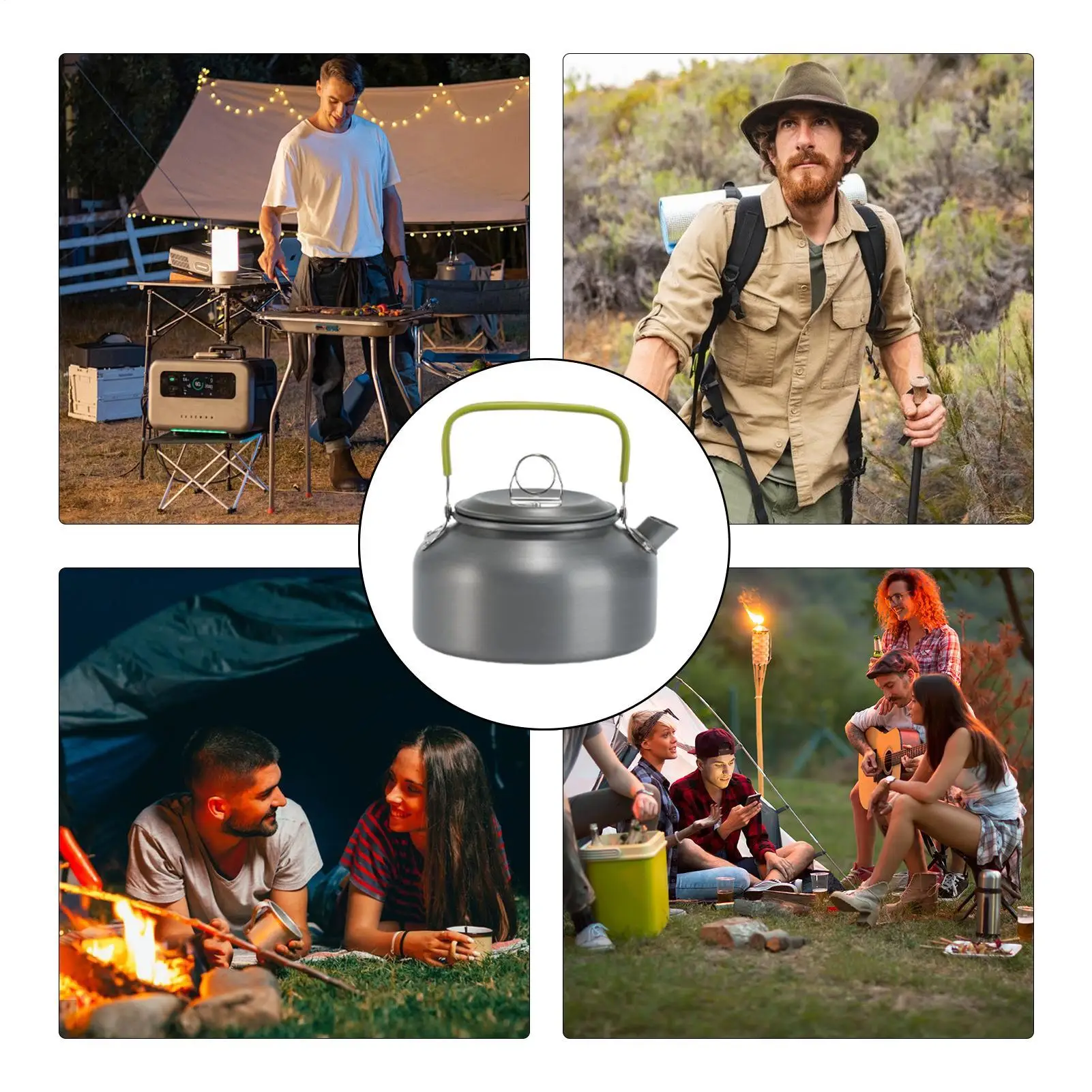 Camping Tea Kettle 1.8L Aluminum Alloy Camping Pot Kitchen Accessories For Offices Home Backyard Kitchen Farm Patio Garden