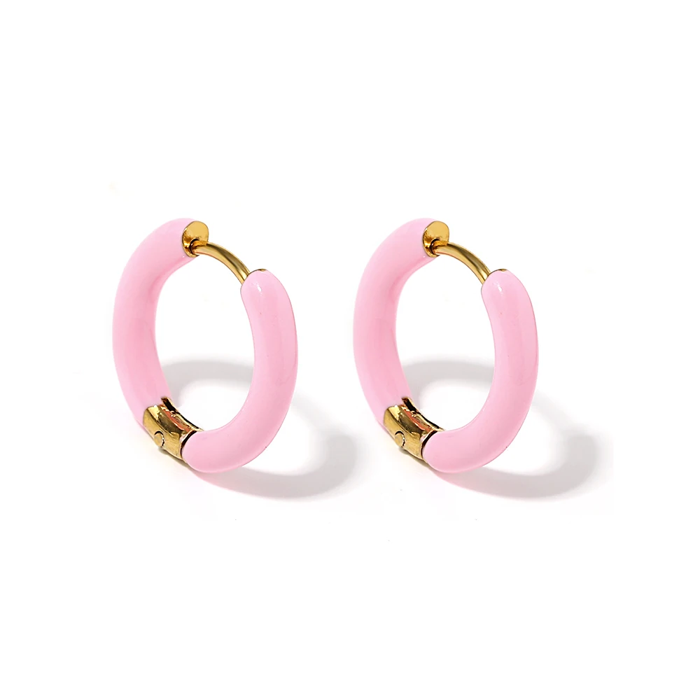 Colorful Neon Enamel Huggie Hoops for Women