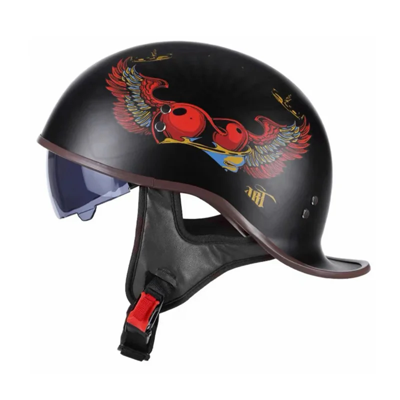 

Retro Motorcycle Half Face Helmet 1/2 Open Half Helmet Low Profile Half Face Helmet Riding Unisex Four Seasons Cascos Para Motos