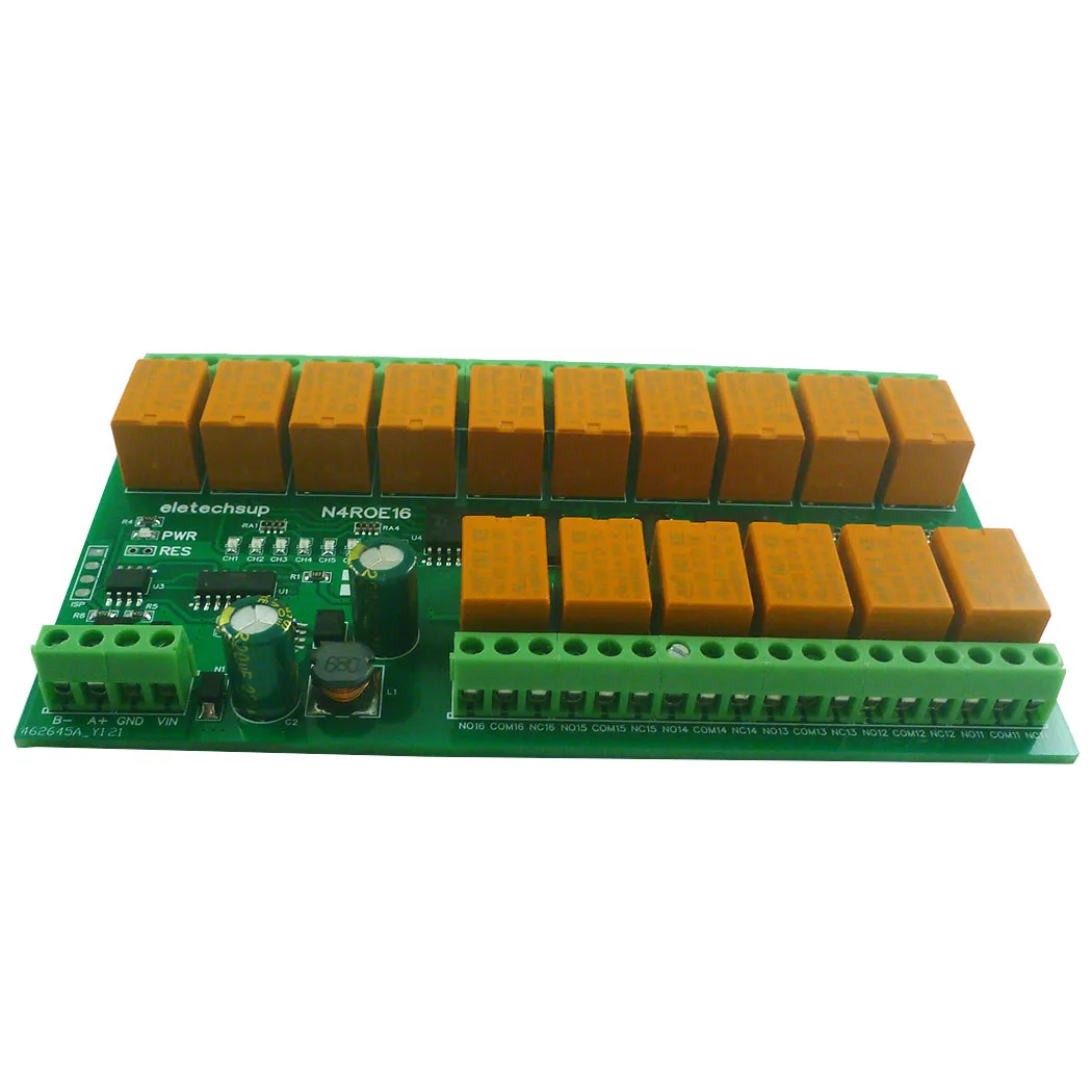 다기능 릴레이 모듈 Modbus RTU 3A 스위치, 디지털 출력, DC 12V 24V 16CH RS485, N4ROE16 DIN C35 레일 마운트 박스