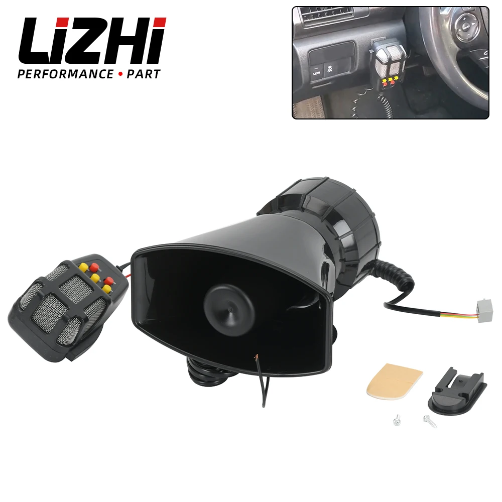 5 Tone Sound Car Siren Vehicle Horn W/ Mic PA Speaker System 100W Emergency Sound Amplifier 12V Siren Air Horn