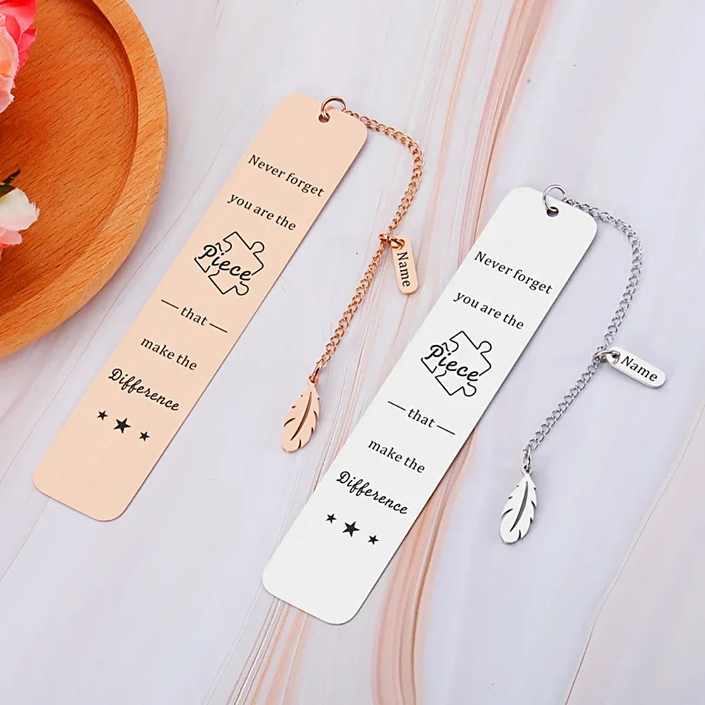 Custom Text Name Bookmark Personalized Colorful Flower with Name Stainless Steel Bookmark Women Jewelry Memorial