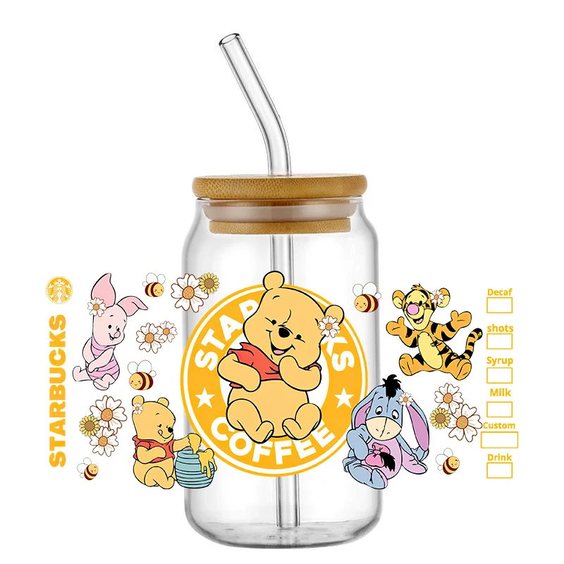 

Pooh and Friends design UV Transfer Stickers for Cups Decals, Rub on Transfers Cup Stickers, Permanent Adhesive, No Heat Needed