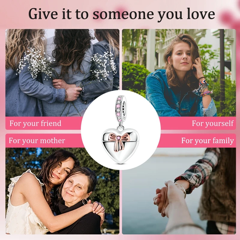 925 Sterling Silver Charms Beads Infinite Love Heart For Women DIY Jewelry