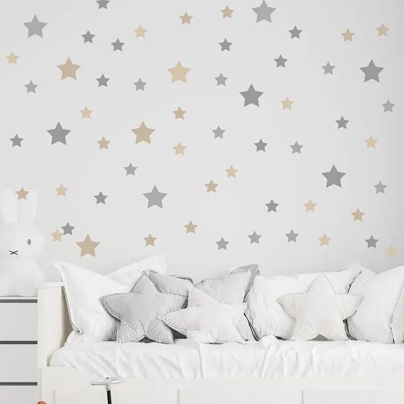 86 Pcs Cartoon Gray Khaki Star Wall Stickers for Kids Room Bedroom Nursery Home Decoration Wall Decals luminous wall stickers,wall stickers,vinyl decal stickers