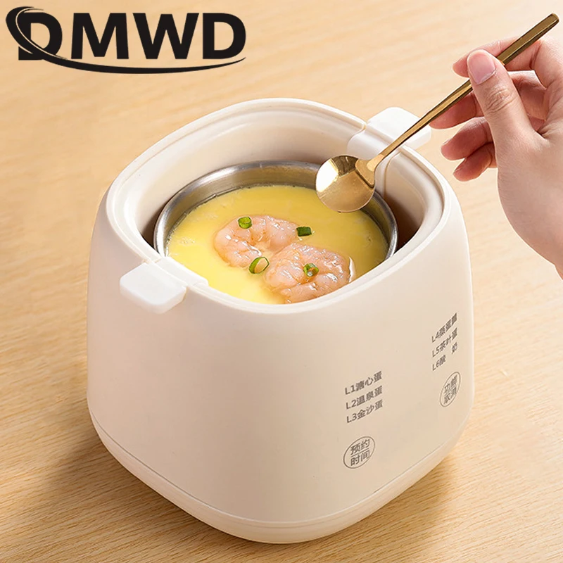 DMWD Multi functional Egg Steamer Electric Egg Boiler Automatic Timing Food Custard Steamer Breakfast Machine Yogurt Maker