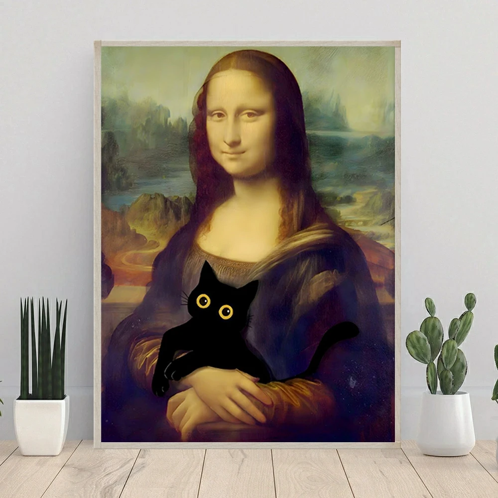 Funny Cute Black Cat 5D DIY Diamond Painting Mosaic Famous Paintings Van Gogh Monet Embroidery Cross stitch Picture Home Decor