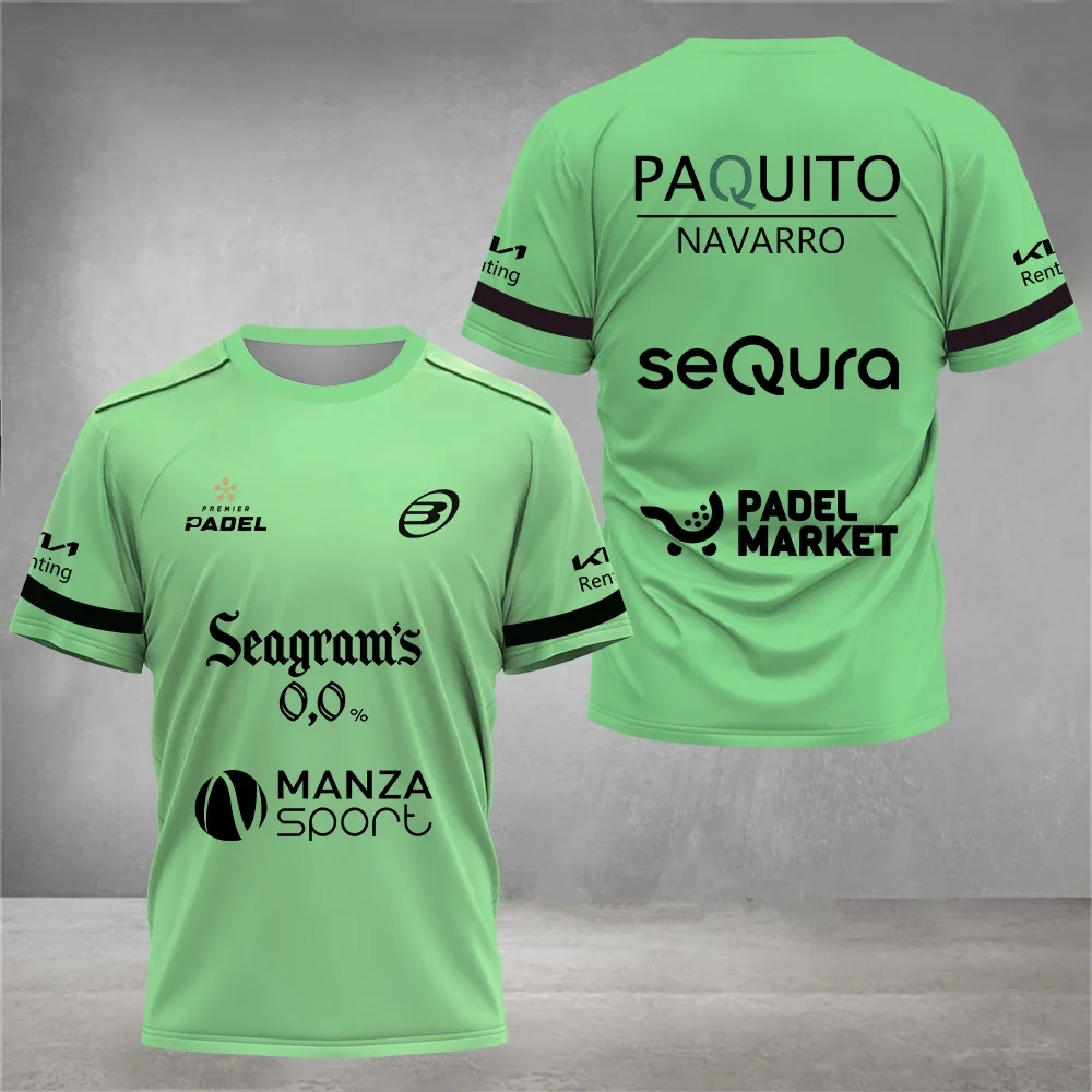 تي شيرت رجالي رائع امتصاص العرق كم قصير جديد الصيف الرياضة قصيرة الأكمام تنفس قصيرة الأكمام Padel الرجال تي شيرت كامل