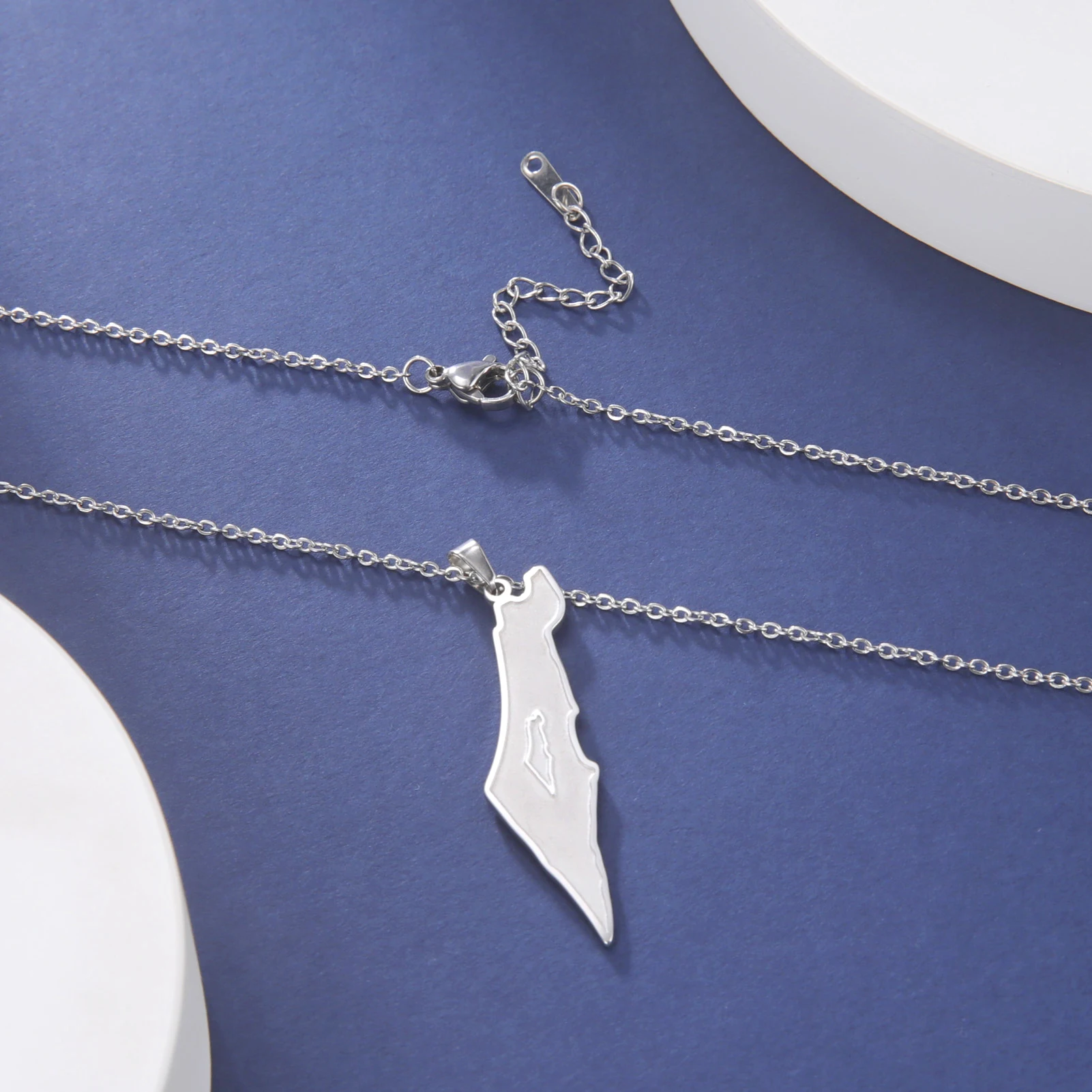 Collana Ciondolo Mappa Israele E Palestina In Acciaio Inossidabile Oro – Gioiello Con Parola Palestinese – Catena 50cm