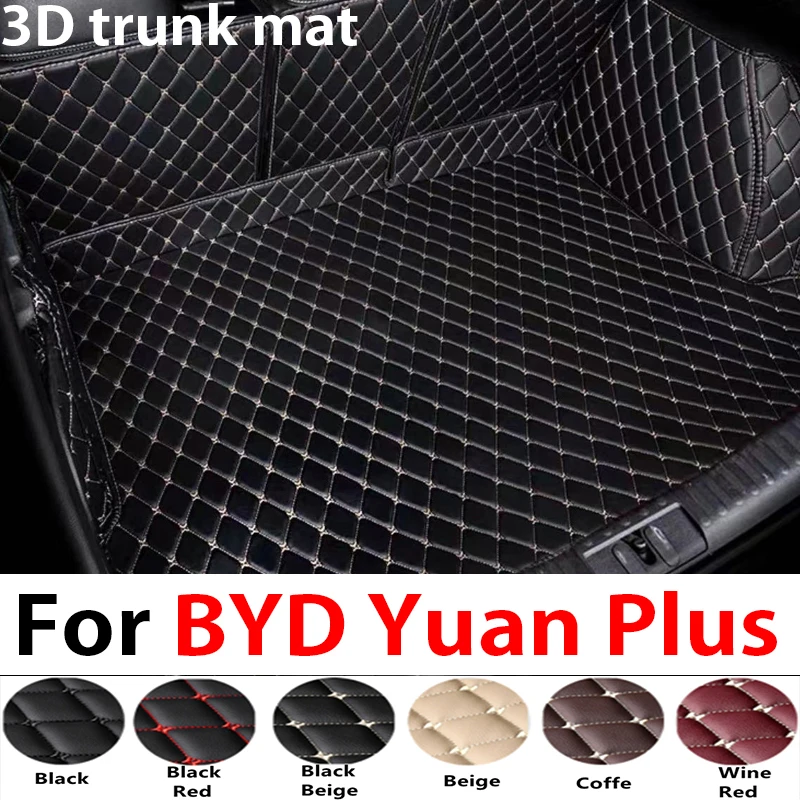 

Коврик для багажника BYD Yuan Plus Atto 3 2021 ~ 2023, водонепроницаемые коврики, кожаные Коврики для заднего багажника автомобиля, коврик-органайзер для танка, автомобильные аксессуары