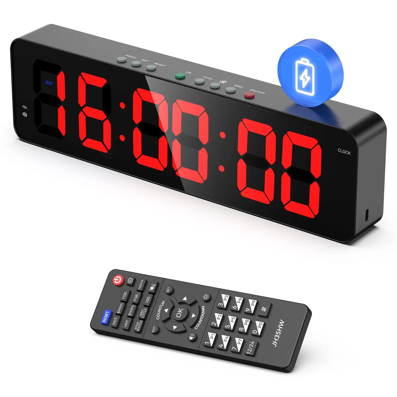 Ultraklarer Intervall-Timer mit LED, 27,9 x 8,9 cm, Countdown/Up-Wanduhr, Fitness-Timer mit Fernbedienung, Fitness-Timer, Stoppuhr