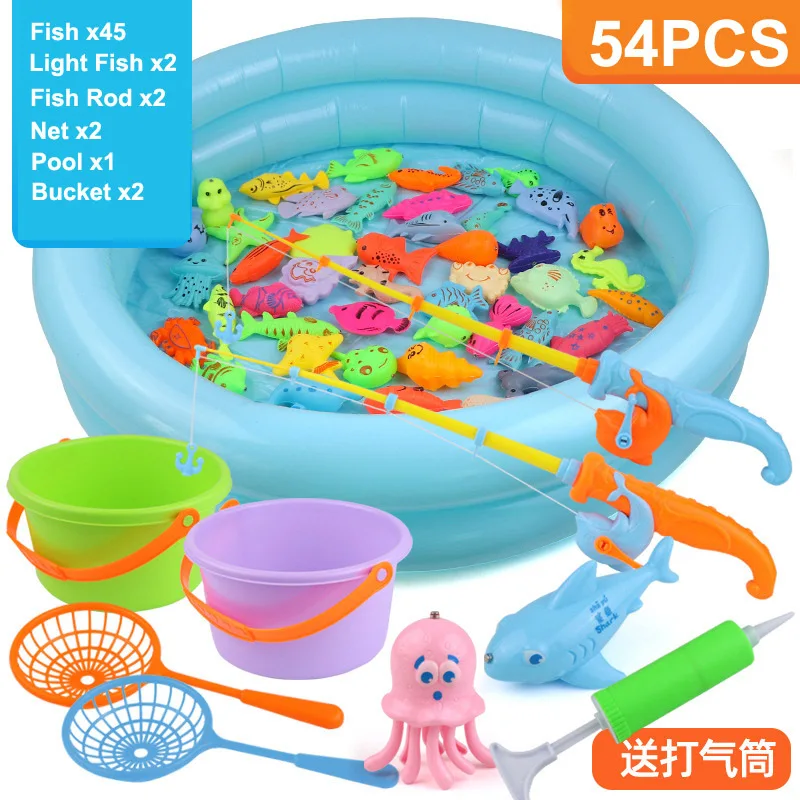 Kids Magnetic Fishing Toy Set Plastic Fishing Game Fishing Pool