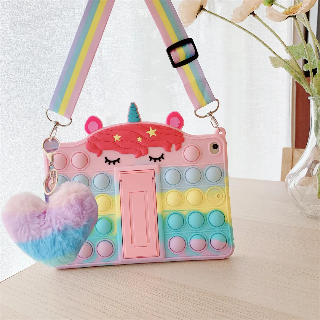 

For iPad Pro 12.9 2018 2020 2021 3th 4th 5th Kids Case Cute Bear Cartoon Safe Silicon Plastic Kickstand A1876 A2014 Cover Funda