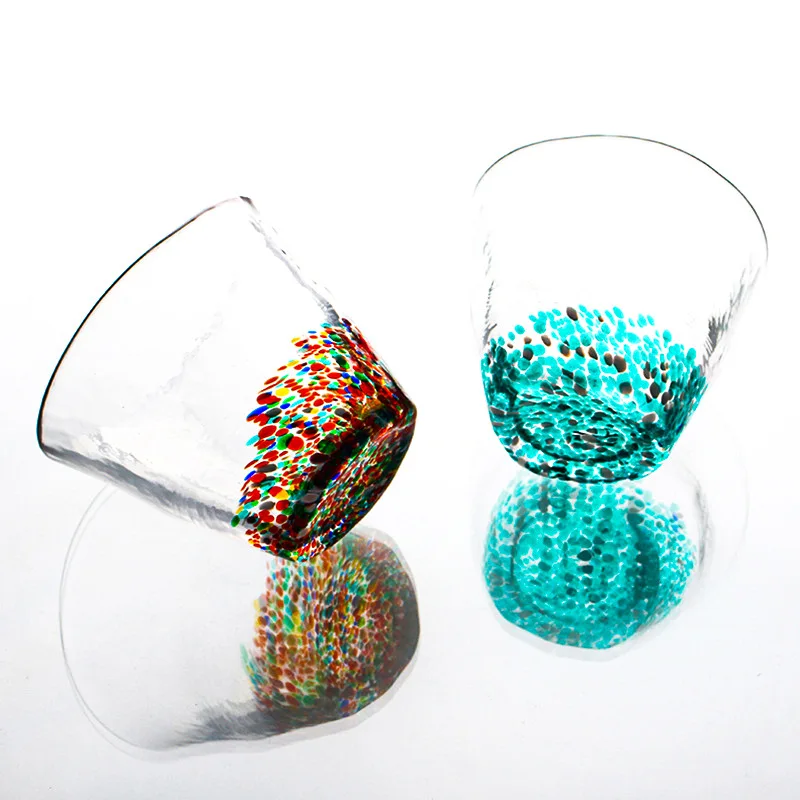 Handmade Colorful Glass Tea Cup 170ML Creative Tea Tasting Glasses Hammer Patterned Crystal Japanese Sake Cup Kongfu Mug