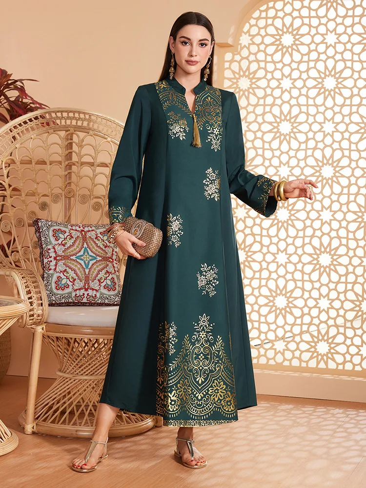 

Женская абайя с длинным рукавом, Исламская одежда, женское роскошное мусульманское платье, женское платье до щиколотки, турецкий кафтан, Женский мусульманский