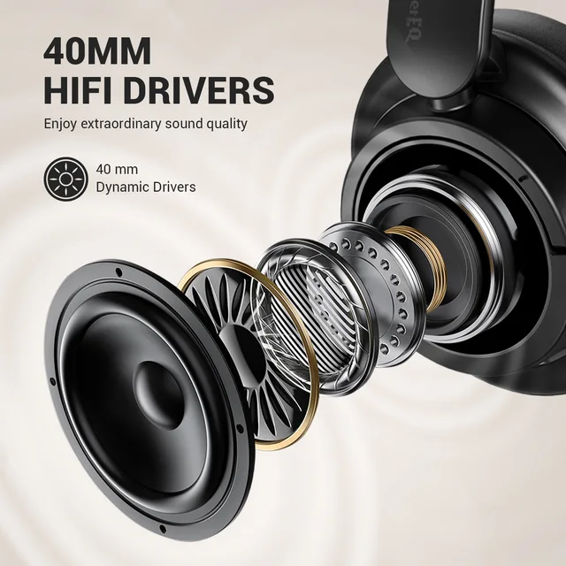 OneOdio Bluetooth 5.3 Wireless Headphones, Over-Ear, Foldable, 90H Playtime, AAC 4