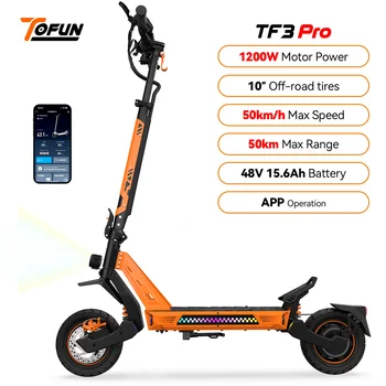 Monopattino Elettrico TOFUN TF3 PRO 1200W con APP, Velocità Massima 50 km/h, Autonomia 40-50 km, Batteria 48V 15.6Ah, Pneumatici da 10 Pollici, 4 Modalità, Pieghevole