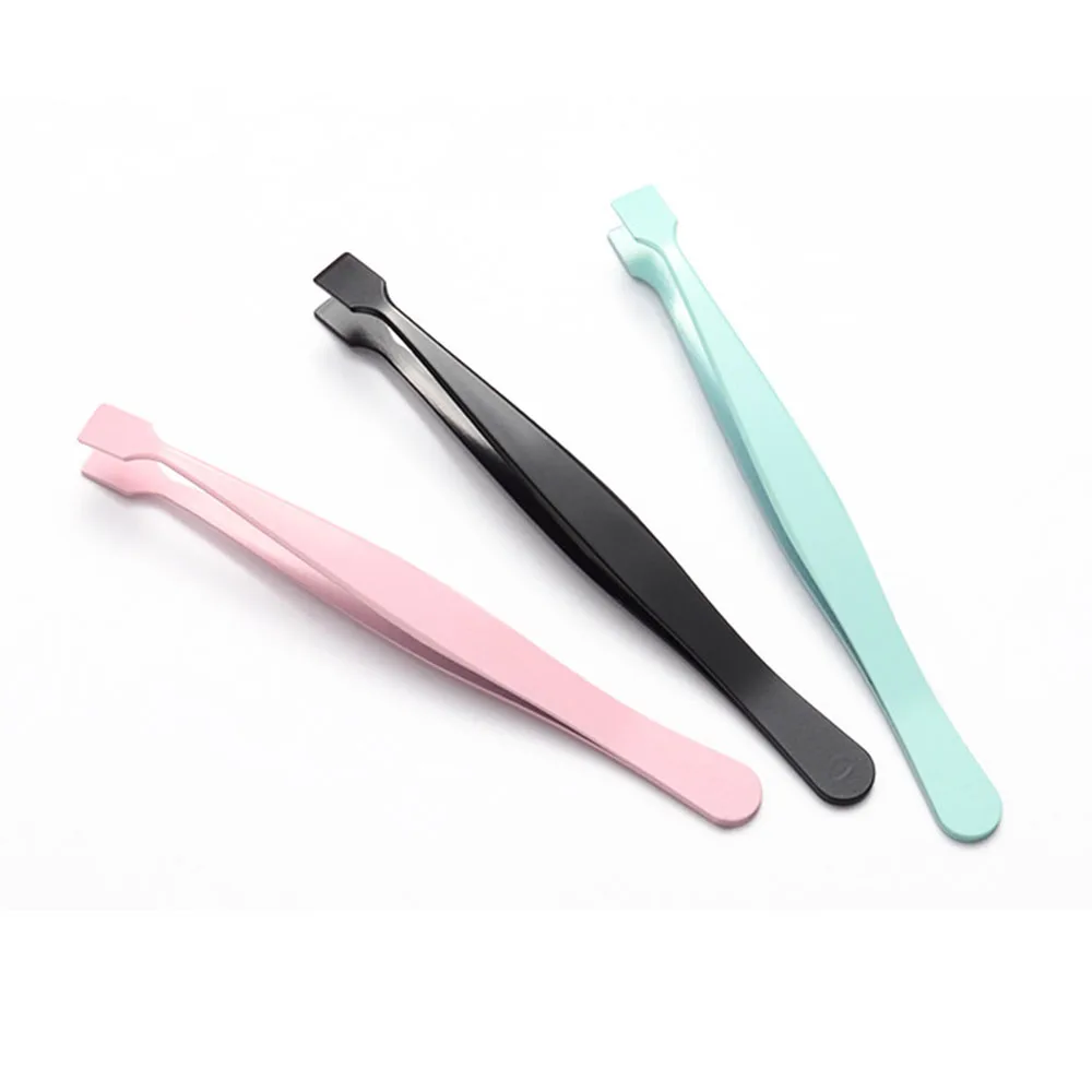 눈 밑용 플랫 헤드 속눈썹 핀셋 스테인리스 비접착 속눈썹 접착용 가짜 속눈썹 핀셋 뷰티 도구