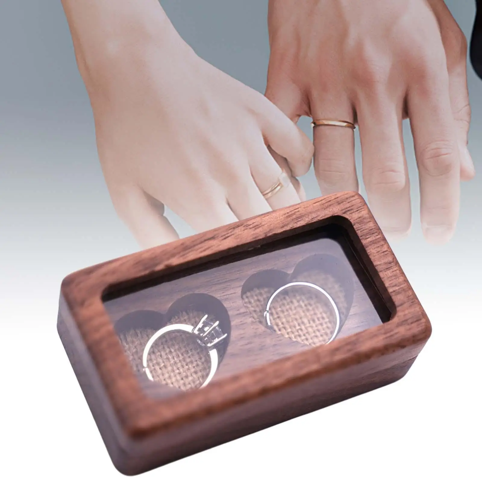 Wedding Ring Case Trinket Storage Boxring Holder Box Wood Jewelry Storage Case for Birthday Party Anniversary Engagement Earring